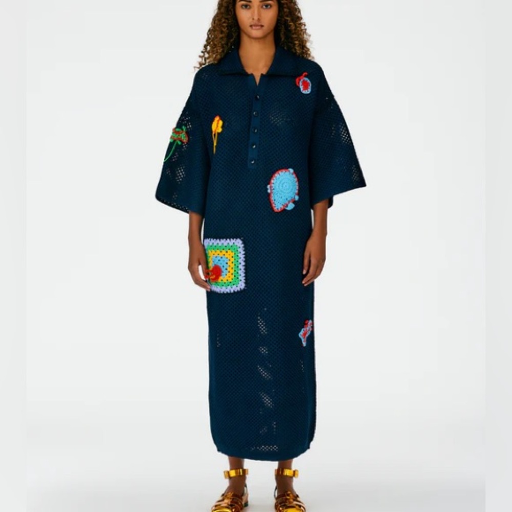 🧶 Tibi Tech Crochet Polo Shirtdress 🧶